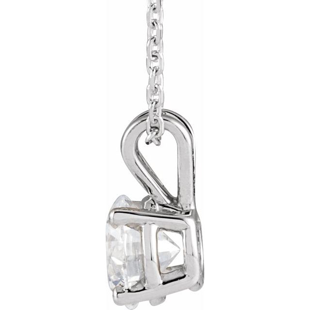 14K White  7/8 CT Lab-Grown Diamond Solitaire 16-18' Necklace