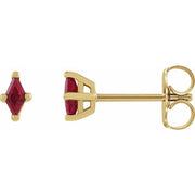 14K Yellow 4x2 mm Lab-Grown Ruby Earrings