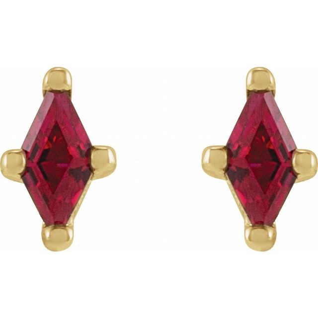 14K Yellow 4x2 mm Lab-Grown Ruby Earrings