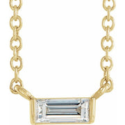 14K Yellow 1/8 CT Natural Diamond Solitaire 16-18' Necklace