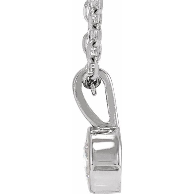 Sterling Silver 1/10 CT Natural Diamond Bezel-Set Solitaire 16-18' Necklace