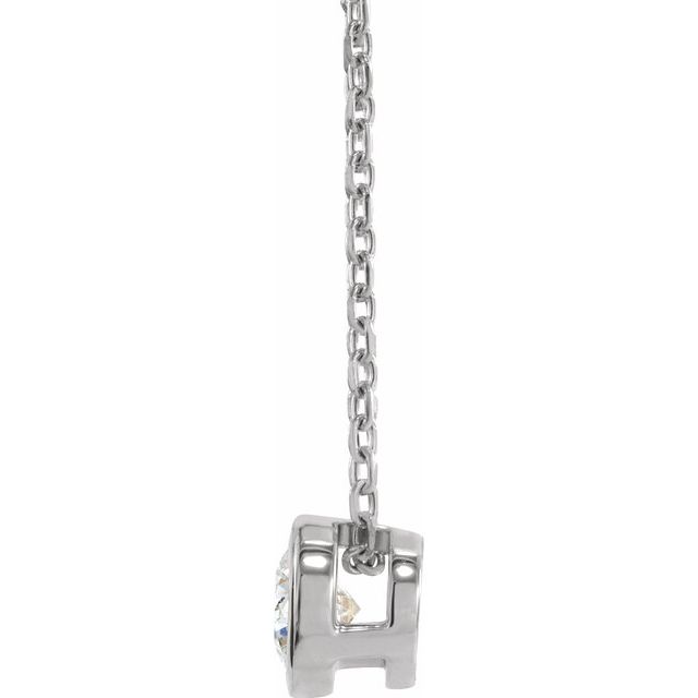 14K White 1/4 CT Lab-Grown Diamond Bezel-Set 16-18' Necklace