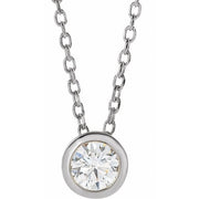 14K White 1/4 CT Lab-Grown Diamond Bezel-Set 16-18' Necklace