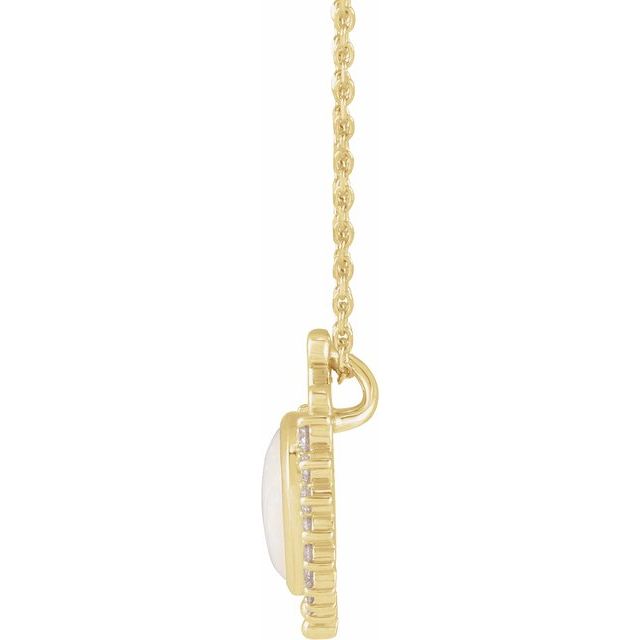 14K Yellow Natural White Opal & 1/6 CTW Natural Diamond 
 16-18' Necklace
