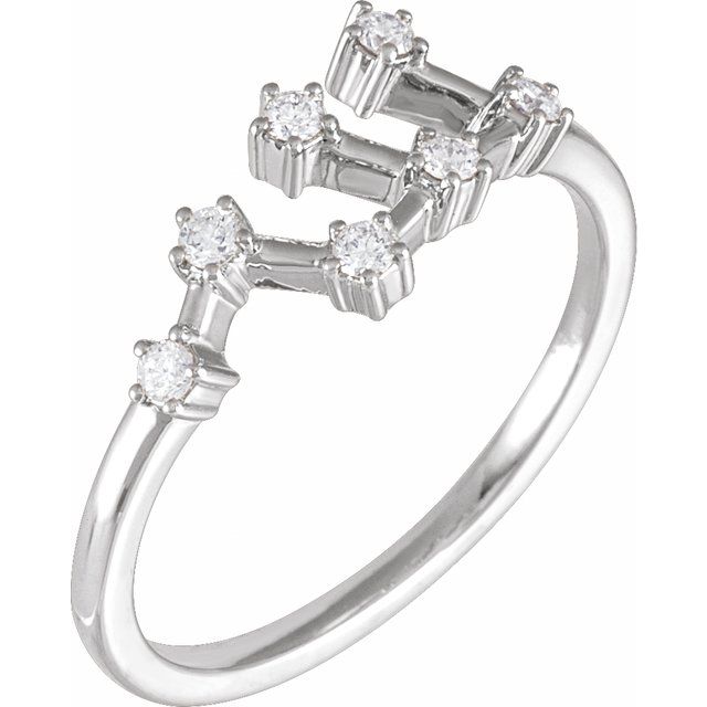 14K White 1/6 CTW Natural Diamond Virgo Constellation Ring