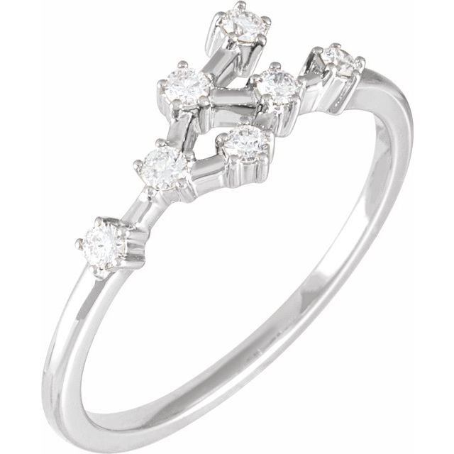 14K White 1/5 CTW Natural Diamond Cancer Constellation Ring