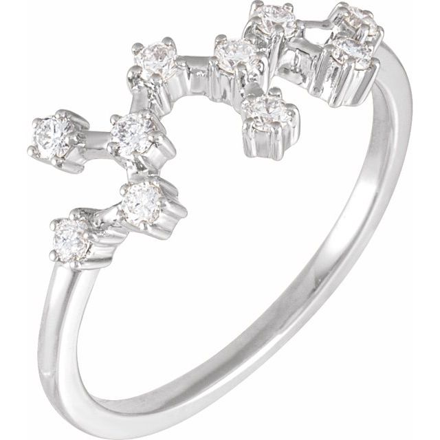 14K White 1/4 CTW Natural Diamond Sagittarius Constellation Ring