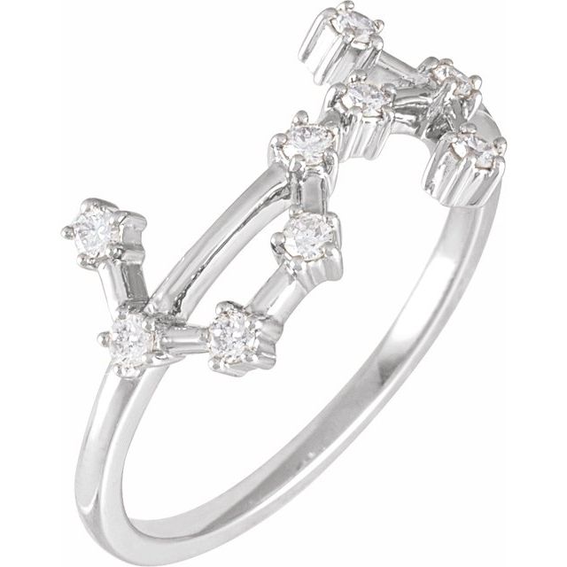 14K White 1/5 CTW Natural Diamond Scorpio Constellation Ring