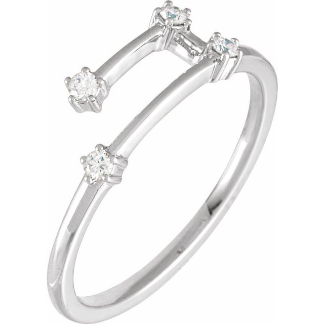 14K White 1/10 CTW Natural Diamond Aries Constellation Ring