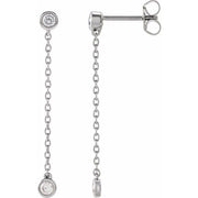 14K White 1/4 CTW Lab-Grown Diamond Chain Earrings