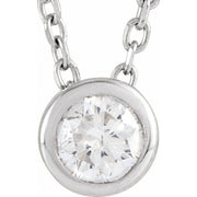 14K White 1/6 CT Lab-Grown Diamond Bezel-Set 16-18' Necklace