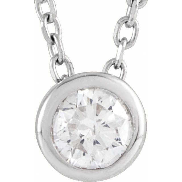 14K White 1/6 CT Lab-Grown Diamond Bezel-Set 16-18' Necklace