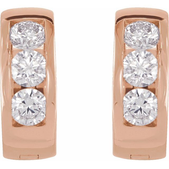 14K Rose 1/3 CTW Lab-Grown Diamond 10 mm Hinged Hoop Earrings