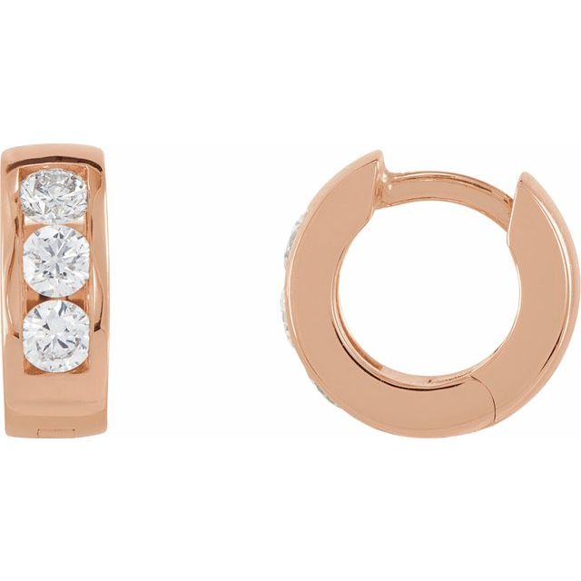 14K Rose 1/3 CTW Lab-Grown Diamond 10 mm Hinged Hoop Earrings