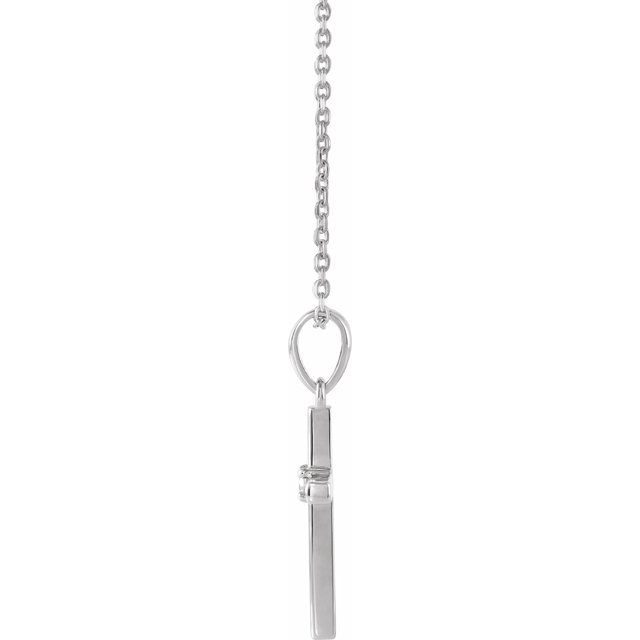 Sterling Silver .03 CT Natural Diamond Cross 16-18' Necklace