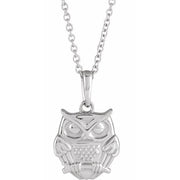 Sterling Silver Owl 16-18' Necklace
