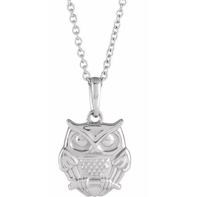 Sterling Silver Owl 16-18' Necklace