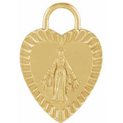 14K Yellow 20x13.9 mm Miraculous Mary Heart Pendant