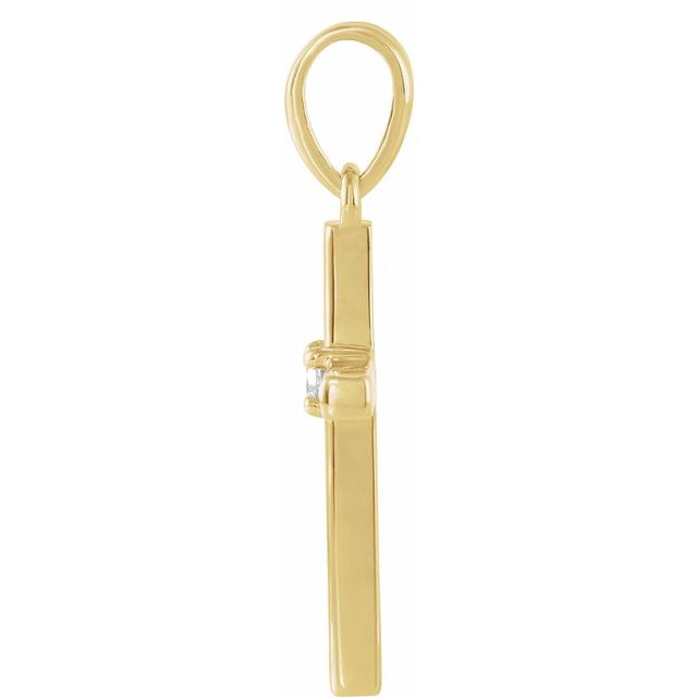 14K Yellow .03 CT Natural Diamond Cross Pendant