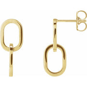 14K Yellow Interlocking Oval Earrings