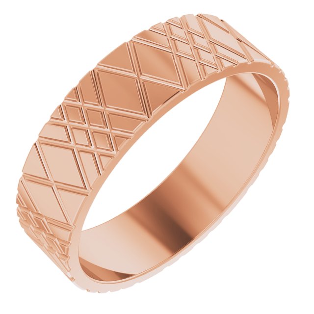 14K Rose 6 mm Patterned Band Size 12