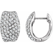 14K White 9/10 CTW Natural Diamond Hoop Earrings