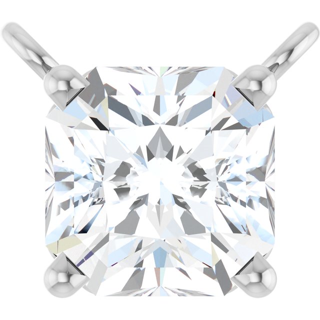 14K White 3/4 CT Lab-Grown Diamond Necklace Center
