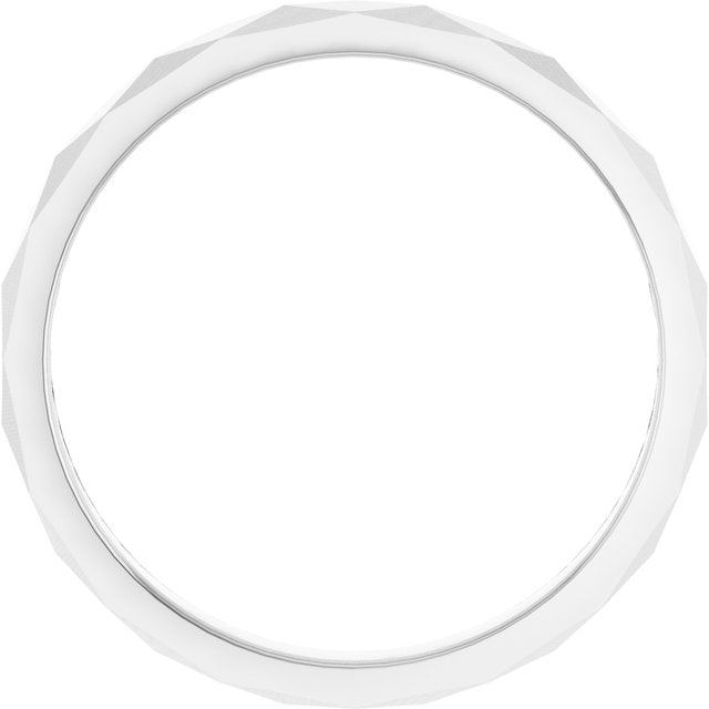 14K White 2.5 mm Diamond Pattern Band Size 6