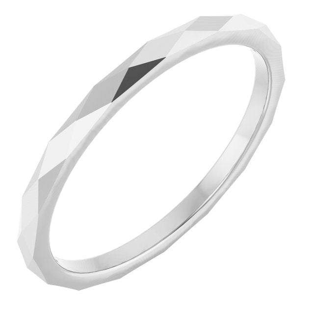 14k White 1.5 Mm Diamond Pattern Band Size 4.5