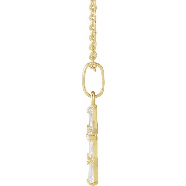 14K Yellow Imitation White Cubic Zirconia Cross Youth 15' Necklace