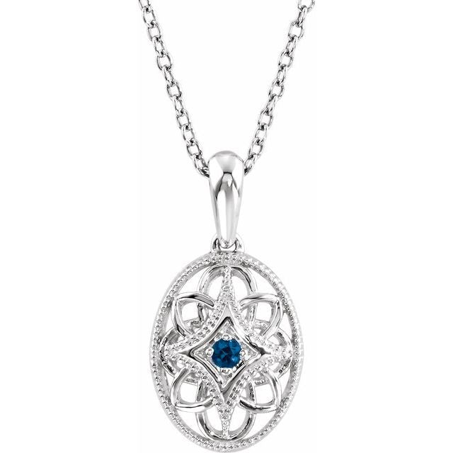 Sterling Silver Natural Blue Sapphire 18' Necklace