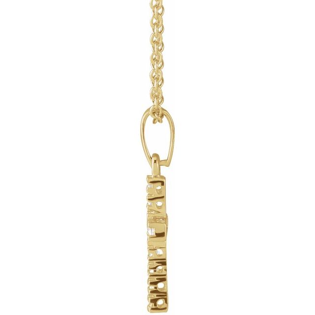 14K Yellow Imitation White Cubic Zirconia Cross 15' Necklace
