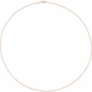 14K Rose  1.3 mm Cable 18' Chain