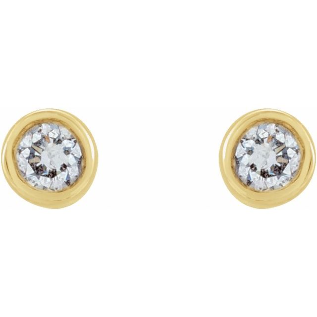 14K Yellow .03 CTW Natural Diamond Micro Bezel-Set Earrings