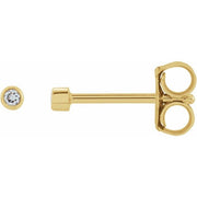 14K Yellow .02 CT Natural Diamond Micro Bezel Single Stud Earring