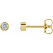 14K Yellow .06 CT Natural Diamond Micro Bezel Single Stud Earring