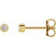 14K Yellow .03 CT Natural Diamond Micro Bezel Single Stud Earring