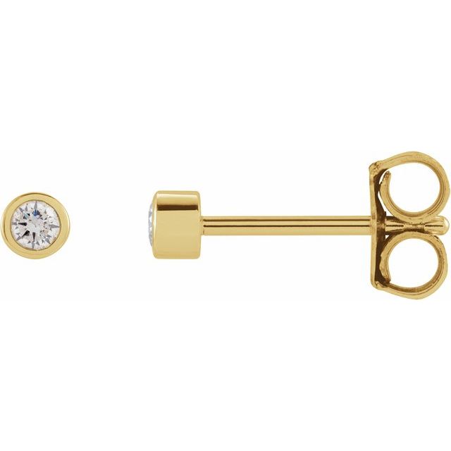 14K Yellow .03 CT Natural Diamond Micro Bezel Single Stud Earring