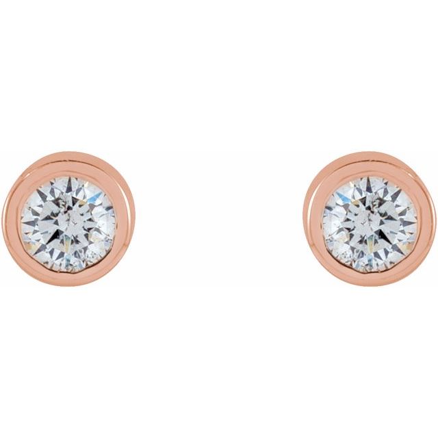 14K Rose .04 CTW Natural Diamond Micro Bezel-Set Earrings