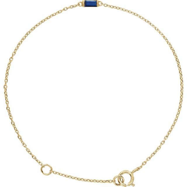 14K Yellow Straight Baguette Natural Blue Sapphire 6 1/2-7 1/2' Bracelet