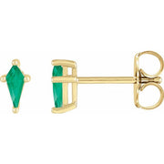 14K Yellow Lab-Grown Emerald Earrings