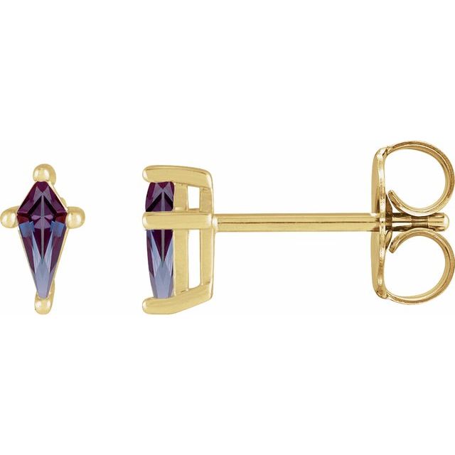 14K Yellow Lab-Grown Alexandrite Earrings