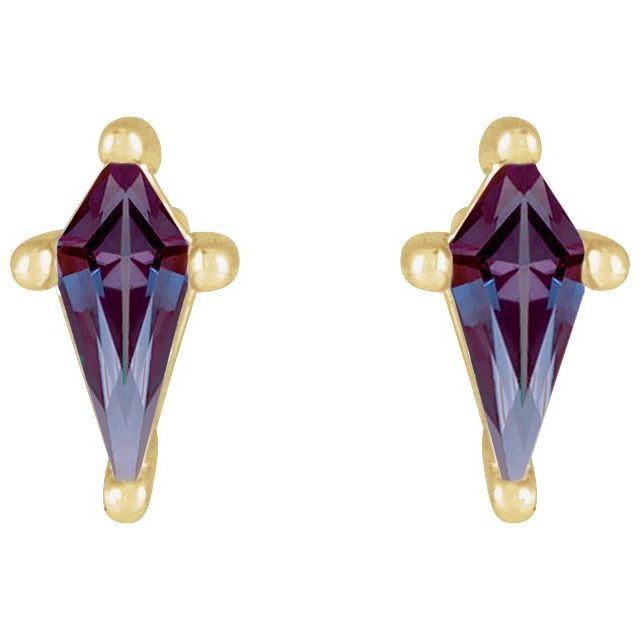 14K Yellow Lab-Grown Alexandrite Earrings