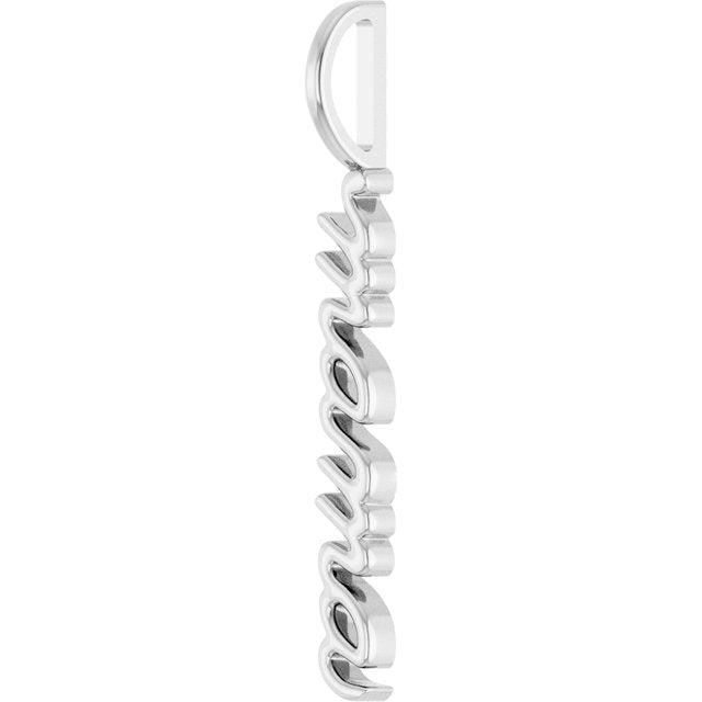 14K White 30.2x3.3 mm Vertical 'Mama' Charm/Pendant