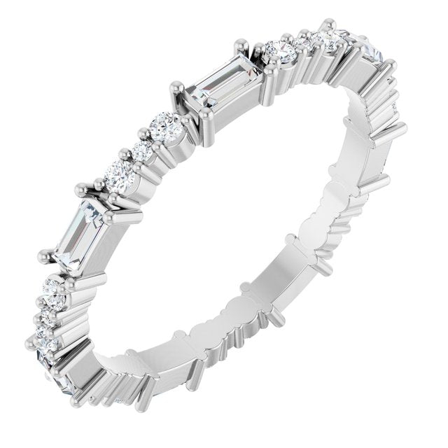 14K White 1/2 CTW Natural Diamond Eternity Band Size 7