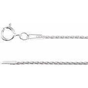 Rhodium-Plated Sterling Silver 1 mm Wheat 7' Chain