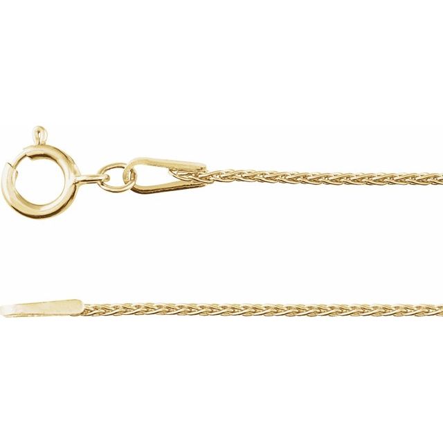 14K Yellow 1 mm Wheat 20' Chain