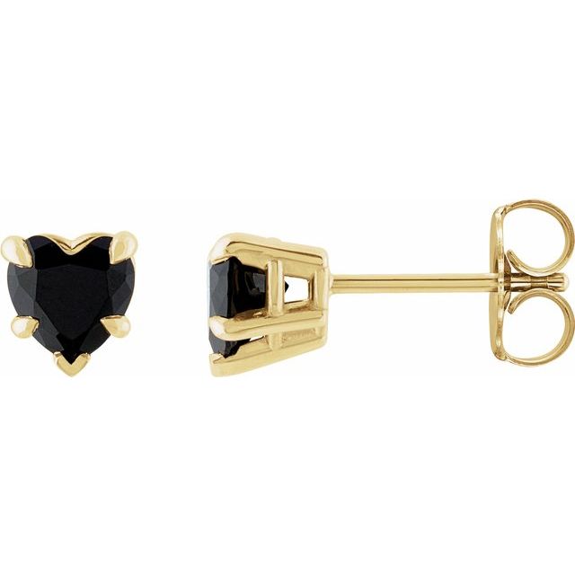 14k Yellow Natural Black Onyx Stud Earrings