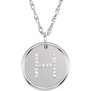 Sterling Silver .07 CTW Natural Diamond Posh Mommy® Initial H 18' Necklace