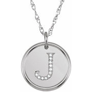 Sterling Silver .06 CTW Natural Diamond Posh Mommy® Initial J 18' Necklace